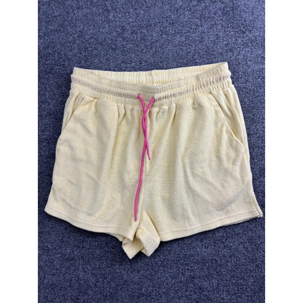 Lili Sidonio Terry Sweat Shorts Womens‎ Large Yellow Drawstring Lounge Casual